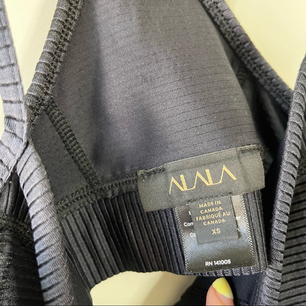 Alala rays rib black wet look Athletic sports bra - Picture 7 of 8